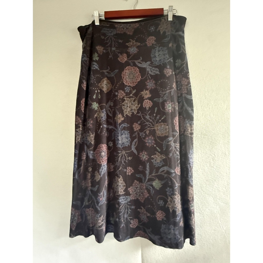 Soft Surroundings Floral A-Line Skirt in Black with Multicolor Floral Print